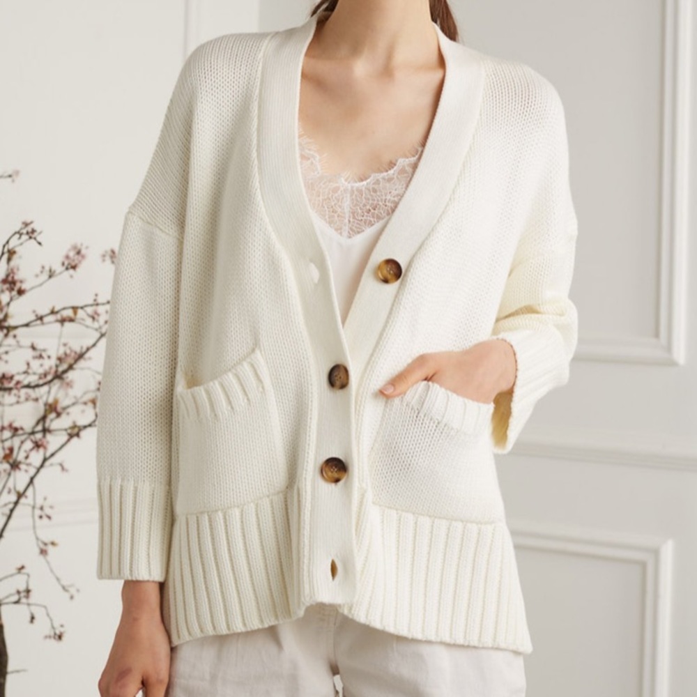 Deluc Relaxed Ivory Cardigan Slouchy Crop NWT